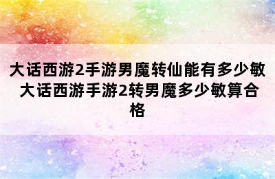 大话西游2手游男魔转仙能有多少敏 大话西游手游2转男魔多少敏算合格